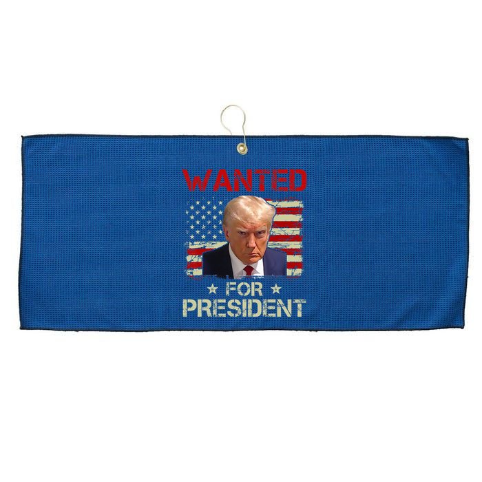 Wanted Donald Trump For President 2024 USA Flag Vintage Large Microfiber Waffle Golf Towel