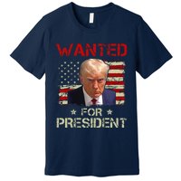 Wanted Donald Trump For President 2024 USA Flag Vintage Premium T-Shirt