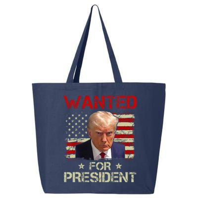 Wanted Donald Trump For President 2024 USA Flag Vintage 25L Jumbo Tote