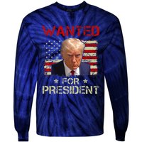 Wanted Donald Trump For President 2024 USA Flag Vintage Tie-Dye Long Sleeve Shirt