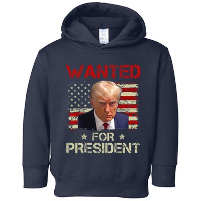 Wanted Donald Trump For President 2024 USA Flag Vintage Toddler Hoodie