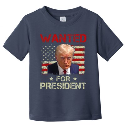 Wanted Donald Trump For President 2024 USA Flag Vintage Toddler T-Shirt