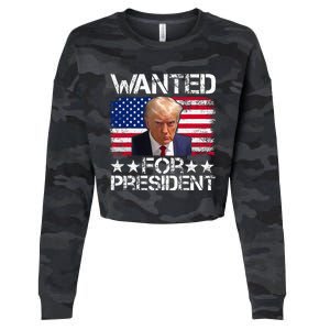 Wanted Donald Trump For President 2024 Cropped Pullover Crew