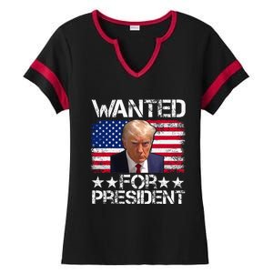 Wanted Donald Trump For President 2024 Ladies Halftime Notch Neck Tee