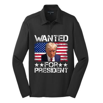 Wanted Donald Trump For President 2024 Silk Touch Performance Long Sleeve Polo