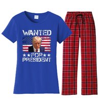 Wanted Donald Trump For President 2024 Women's Flannel Pajama Set