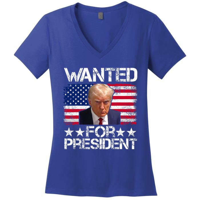 Wanted Donald Trump For President 2024 Women's V-Neck T-Shirt