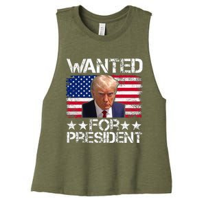 Wanted Donald Trump For President 2024 Women's Racerback Cropped Tank