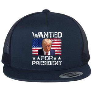 Wanted Donald Trump For President 2024 Flat Bill Trucker Hat