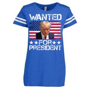 Wanted Donald Trump For President 2024 Enza Ladies Jersey Football T-Shirt