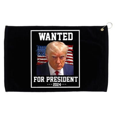 Wanted Donald Trump For President 2024 USA Flag Vintage Grommeted Golf Towel