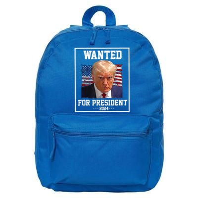 Wanted Donald Trump For President 2024 USA Flag Vintage 16 in Basic Backpack