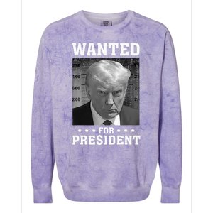 Wanted Donald Trump For President 2024 USA Flag Colorblast Crewneck Sweatshirt