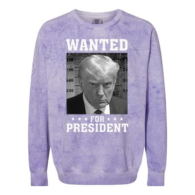 Wanted Donald Trump For President 2024 USA Flag Colorblast Crewneck Sweatshirt