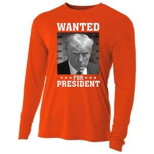 Wanted Donald Trump For President 2024 USA Flag Cooling Performance Long Sleeve Crew