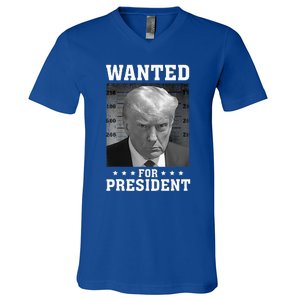 Wanted Donald Trump For President 2024 USA Flag V-Neck T-Shirt