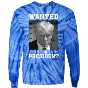 Wanted Donald Trump For President 2024 USA Flag Tie-Dye Long Sleeve Shirt