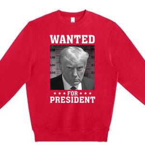 Wanted Donald Trump For President 2024 USA Flag Premium Crewneck Sweatshirt