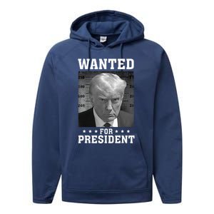 Wanted Donald Trump For President 2024 USA Flag Performance Fleece Hoodie