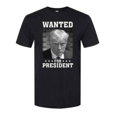 Wanted Donald Trump For President 2024 USA Flag Softstyle® CVC T-Shirt