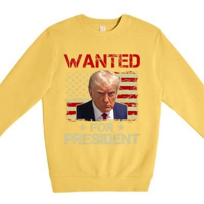 Wanted Donald Trump For President 2024 USA Flag Vintage Premium Crewneck Sweatshirt