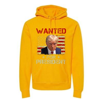 Wanted Donald Trump For President 2024 USA Flag Vintage Premium Hoodie