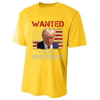 Wanted Donald Trump For President 2024 USA Flag Vintage Performance Sprint T-Shirt