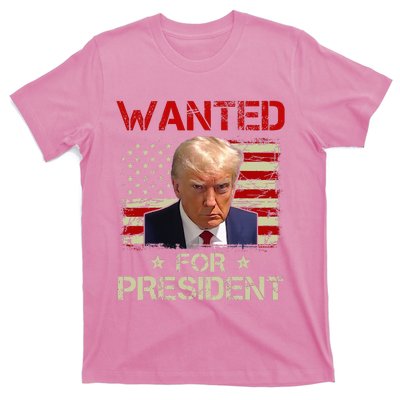 Wanted Donald Trump For President 2024 USA Flag Vintage T-Shirt