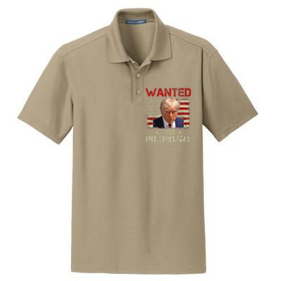 Wanted Donald Trump For President 2024 USA Flag Vintage Dry Zone Grid Polo