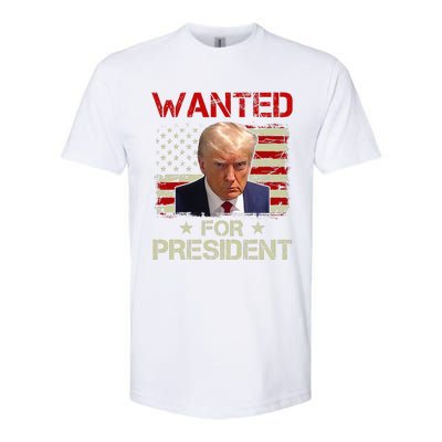 Wanted Donald Trump For President 2024 USA Flag Vintage Softstyle CVC T-Shirt