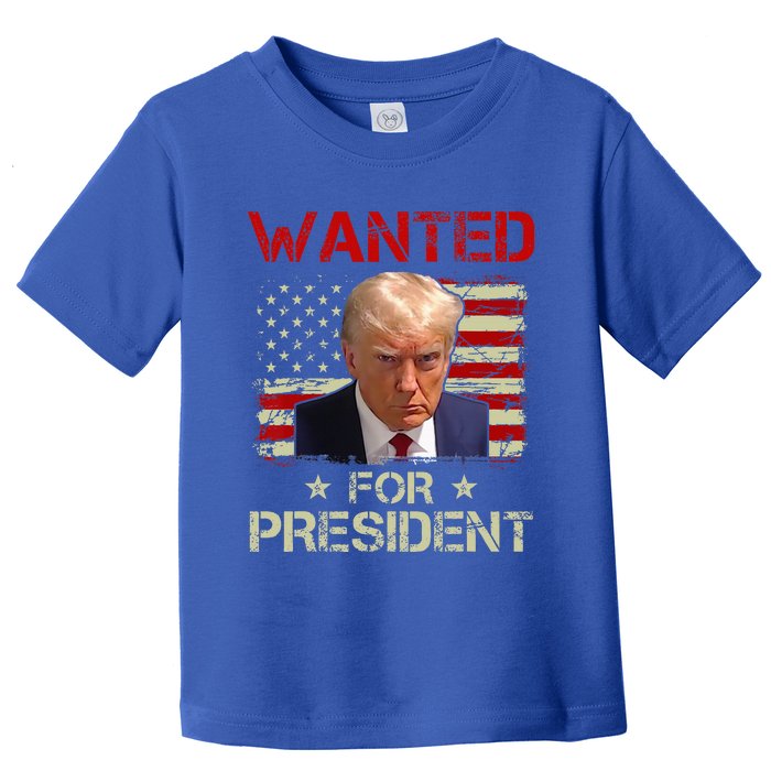 Wanted Donald Trump For President 2024 USA Flag Vintage Toddler T-Shirt