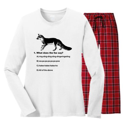 What Does The Fox Say Women's Long Sleeve Flannel Pajama Set 