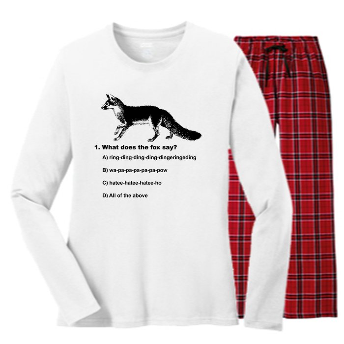 What Does The Fox Say Women's Long Sleeve Flannel Pajama Set 