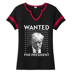 Wanted Donald Trump For President 2024 Ladies Halftime Notch Neck Tee