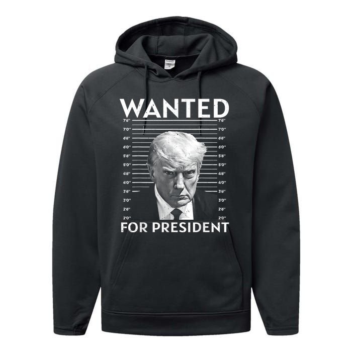 Wanted Donald Trump For President 2024 Performance Fleece Hoodie