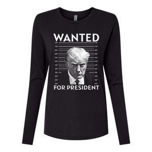 Wanted Donald Trump For President 2024 Womens Cotton Relaxed Long Sleeve T-Shirt