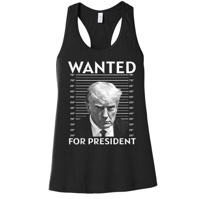 Wanted Donald Trump For President 2024 Women's Racerback Tank