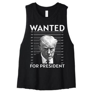 Wanted Donald Trump For President 2024 Women's Racerback Cropped Tank