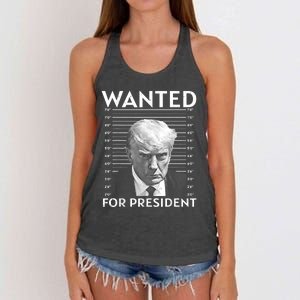 Wanted Donald Trump For President 2024 Women's Knotted Racerback Tank