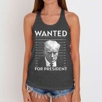 Wanted Donald Trump For President 2024 Women's Knotted Racerback Tank