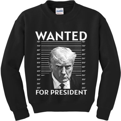 Wanted Donald Trump For President 2024 Kids Sweatshirt