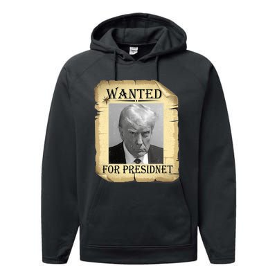 Wanted Donald Trump For President 2024 Vintage Performance Fleece Hoodie