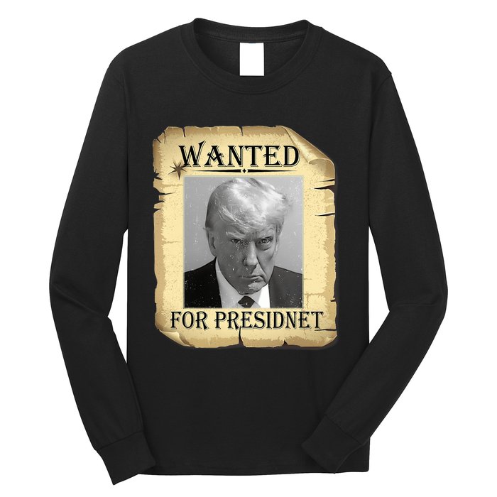 Wanted Donald Trump For President 2024 Vintage Long Sleeve Shirt