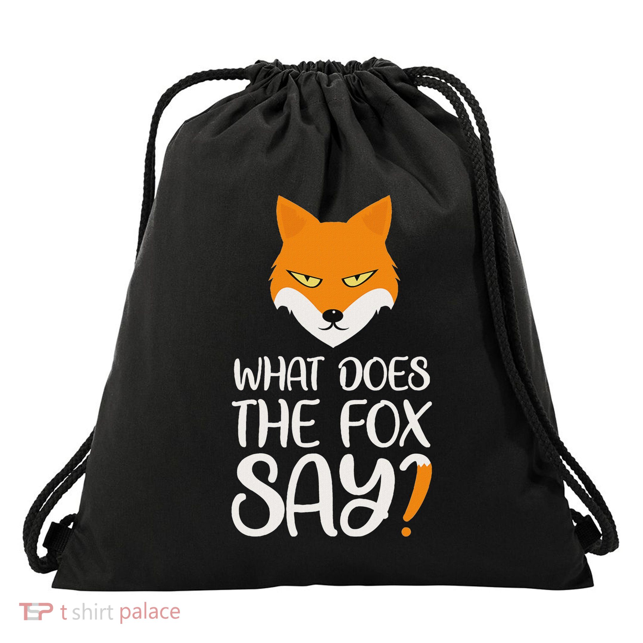 What Does The Fox Design Say Drawstring Bag