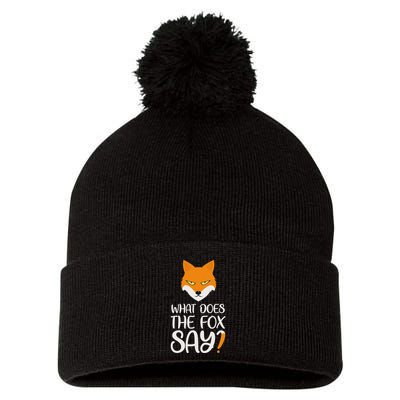 What Does The Fox Design Say Pom Pom 12in Knit Beanie