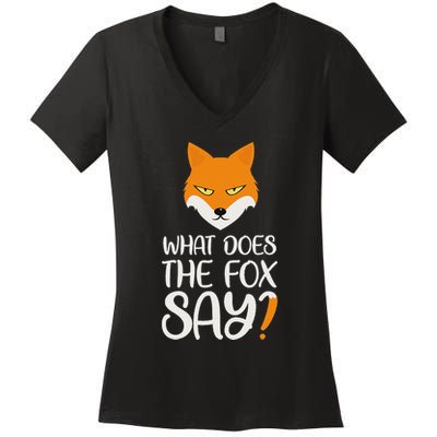 What Does The Fox Design Say Women's V-Neck T-Shirt