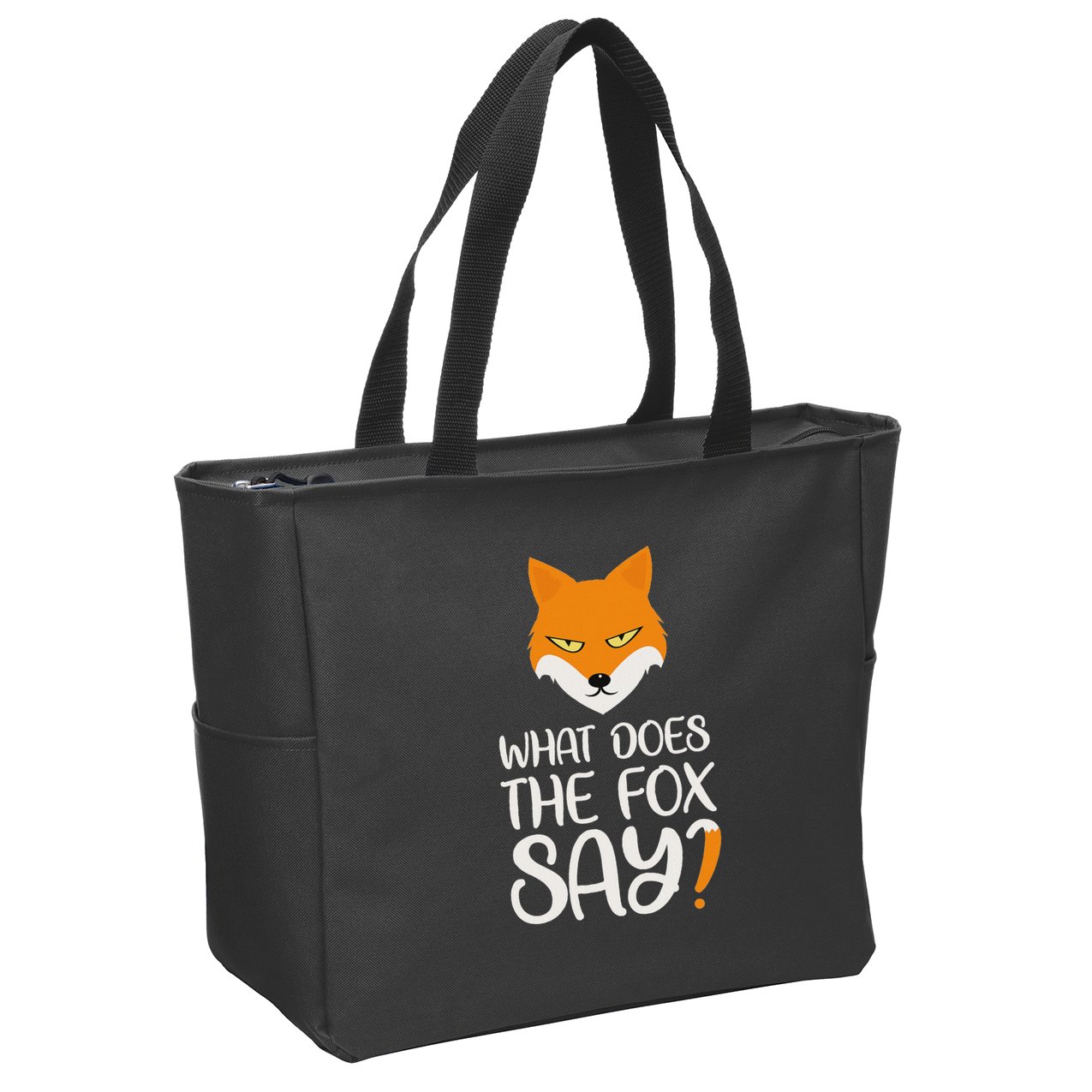 What Does The Fox Design Say Zip Tote Bag