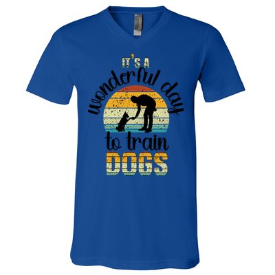 Wonderful Day To Train Dogs Trainer Dog Training Cute Gift V-Neck T-Shirt