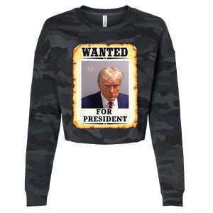 Wanted Donald Trump For President 2024 Cropped Pullover Crew