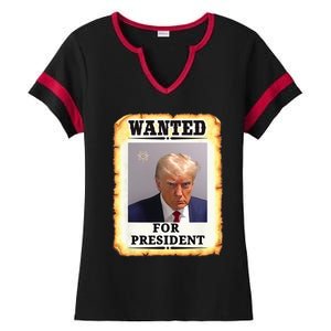 Wanted Donald Trump For President 2024 Ladies Halftime Notch Neck Tee